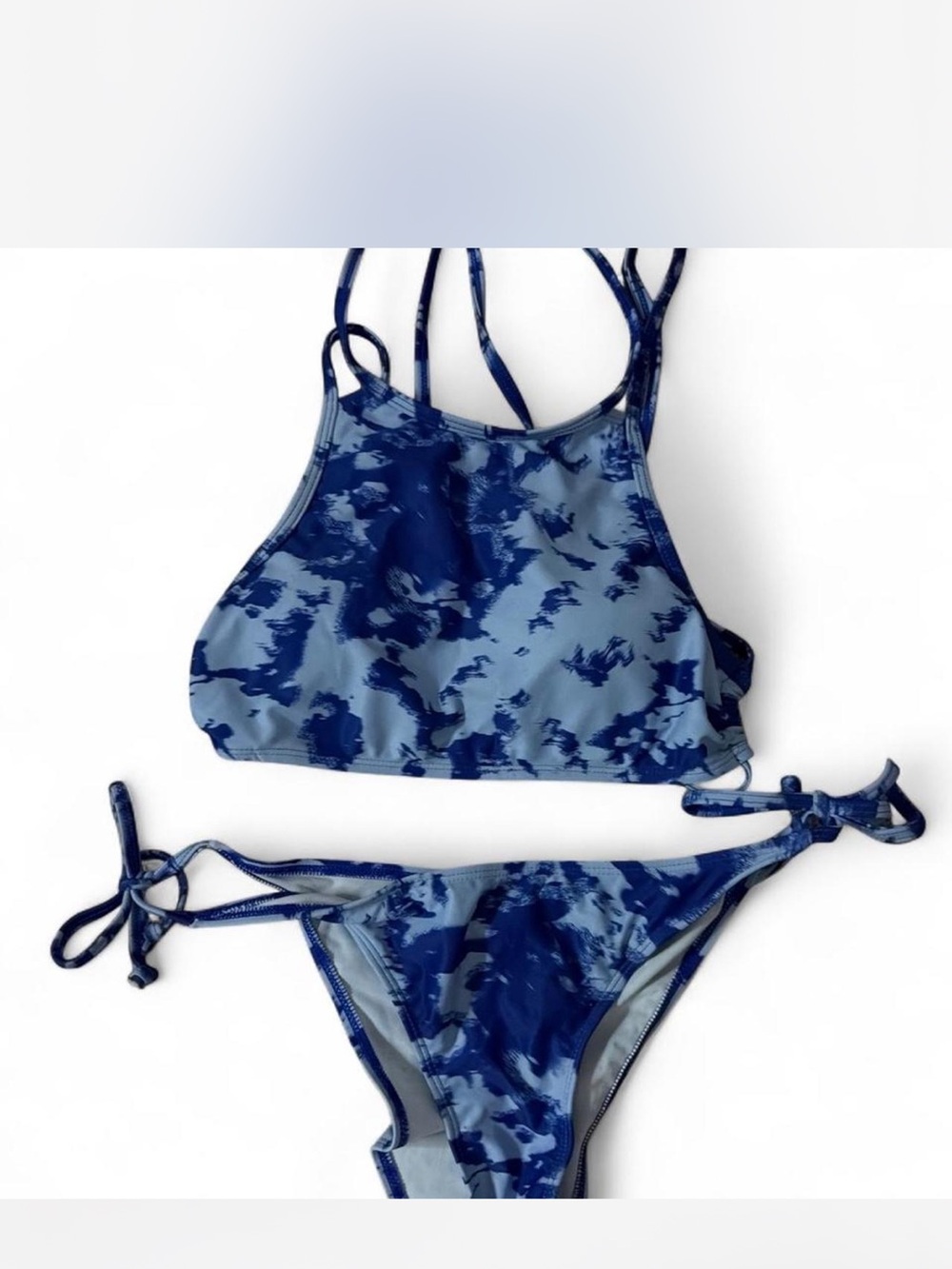 Blue ombré halter top bikini
